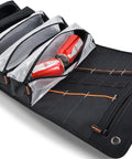 Roll Up Tool Organizer Bag For Mechanics, Electricians, And Bike Riders, 13 Pockets With 5 Large Zip Bags, open showing tools.