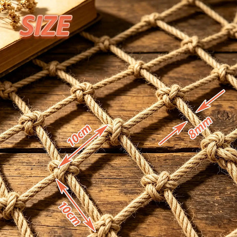 Heavy Duty Natural Jute Hemp Rope Net For Balcony And Stair Rails Straight Up Safe For Kiddos With Rock Solid Weave That Hangs Tough In Rain Or Shine Built To Last So Parents Can Chill And Sleep Easy Tonight