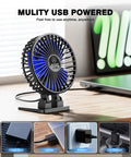 USB Desk Fan Mini Portable Personal Desktop Cooling Fan With Three Speeds, Plug In Power, Quiet Brushless Motor, 360 Degree Rotation on desk