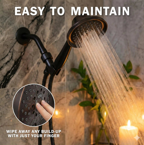 Massage And Mist Handheld Shower Head Kit With 6 Function High Pressure Boost Hose and Mount Easy Install for Low Water Flow, in use.