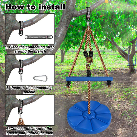 Installation guide for Kids Outdoor Swing Set With Disc Swing, Adjustable Rope Swing, Tree Strap, Rope and Blue Disc Swing Seat
