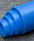 Close-up of Tough As Nails Blue Safety Bollard Cover 6 Inch Wide 46 Inch Tall made of HDPE, showcasing its layered design.