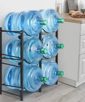 5 Gallon Water Bottle Holder With Three Tiers Black Double Row Built Tough Heavy Duty Jug Rack For Home Kitchen Six Slots