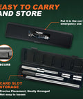 Heavy Duty 25 Inch Extended Lug Wrench Set With 4 Way Tire Iron And Half Inch Drive Includes 17mm 19mm 21mm And 23mm Sockets Lug Nut Remover Labor Saving Cross Tool All In A Durable Blow Molded Storage Case in black case open view