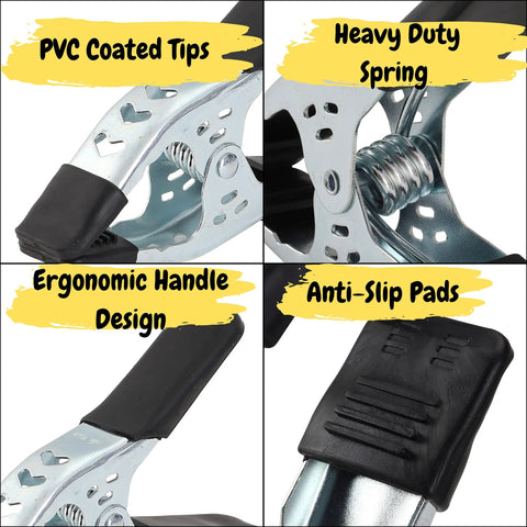 Mr. Pen 2-pack 6-inch metal spring clamps with PVC-coated tips, ergonomic handles, and anti-slip pads