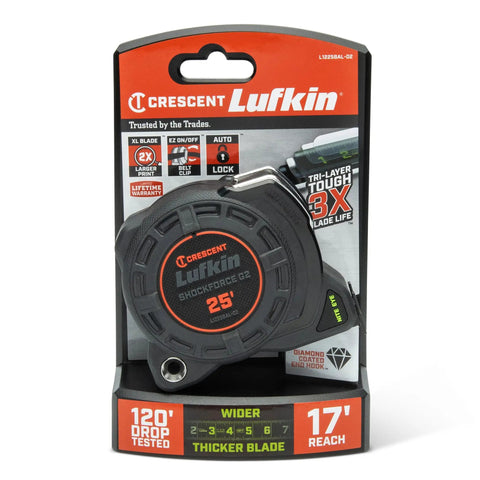 Auto Lock Tape Measure With 25 Foot Reach, Thick Diamond Coated Blade, Extra Protective Sleeve, Durable First Six Inches Coating