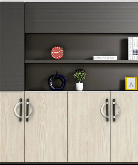 Ten Pack Black And Brushed Satin Nickel Cabinet Pulls With Three And Three Quarter Inch Hole Centers For Kitchen Cabinets Cupboards And Drawers