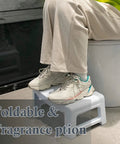 Person using Toilet Stool For Adults And Toddlers, Foldable Footstool For Healthier Pooping, Ergonomic 35 Degree Squat Design