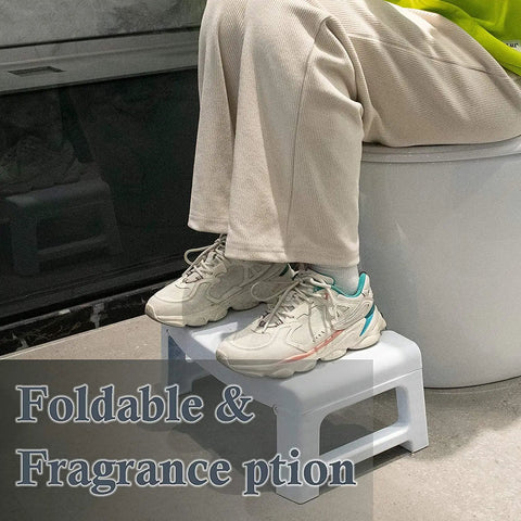 Person using Toilet Stool For Adults And Toddlers, Foldable Footstool For Healthier Pooping, Ergonomic 35 Degree Squat Design