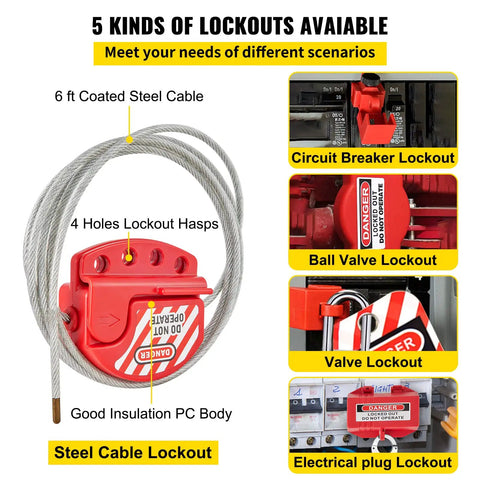 43 Piece Industrial Lockout Tagout Safety Kit Featuring Key Padlocks And Assorted Colored Tags For Electrical Mechanical Jobsite Protection Tough As Nails Hard Hat Crew Essential