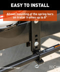 Close-up of TruTrack Heavy Duty Adjustable Weight Distribution Hitch Support Brackets on 8 inch trailer frame.