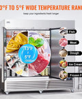 Pro Grade 60 Cu Ft Commercial Reach In Freezer Built Like A Tank With Three Door Setup showcasing adjustable temperature range -13°F to 5°F.