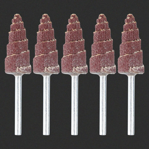 Premium 5 Pcs Cone Shaped Sanding Flap Wheels With 3mm And 6mm Shank for grinding and polishing wood and metal.
