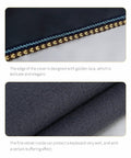 Close-up of fine velvet and golden lace details on Piano Keyboard Dust Cover With Music Stand And Zipper Opening for Yamaha 88 keys.