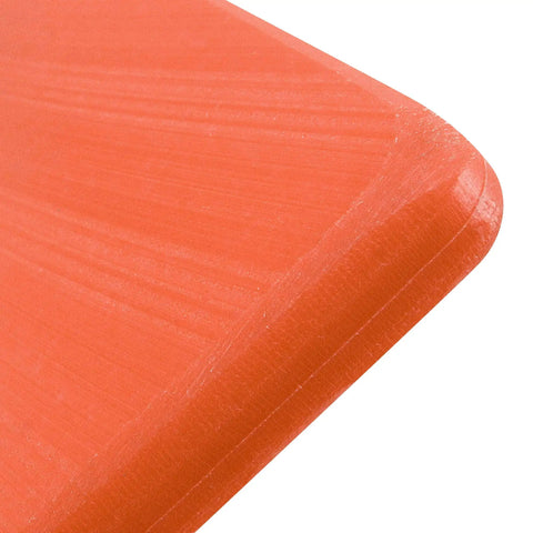 Close-up of the Orange Thunder Workhorse Hand Float With KO 20 Technology curved edge showing impact-resistant construction