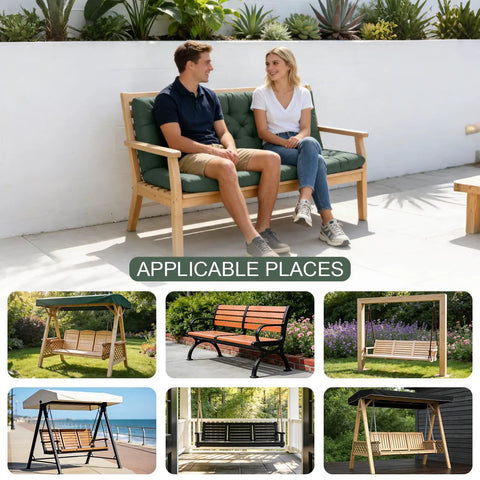 Outdoor Porch Swing Cushions For 3 Seater With Backrest Splash Proof Outdoor Polyester Fabric Waterproof Bench Cushion With Ties