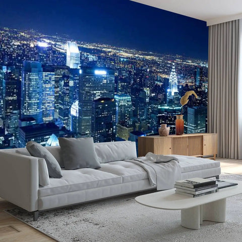 3D Removable Wallpaper Peel And Stick NYC Skyline Night View Wall Mural Dope Modern Decor For Living Room And Bedroom 144 X 100 Inches Self Adhesive Easy Install Removable Without Residue