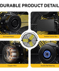 Heavy Duty Industrial Wall Mount Fan With High Velocity Airflow 9200 CFM 24 Inch Two Speed Metal Construction, motor and components