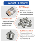 POTONZ 3/8in NPT male-to-male stainless steel hex nipple fittings, 304 SS, pack of 2 with PTFE tape