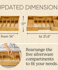 Extra Deep Silverware Drawer Organizer With Adjustable Dividers Expands From 14 To 21.6 Inches Bamboo Flatware Tray