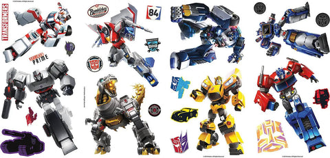 Transformers All Time Favorites Peel and Stick Wall Decals Pack 25 Repositionable Kids Room Decals in Blue Red Yellow
