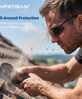 Top Shelf Tinted Safety Glasses 24 Bulk Pack With Ansi Z87.1 Rating And Kickass Uv Protection For Hard Shift Construction Crews Smoke Grey Impact worn by worker cutting roof tiles.