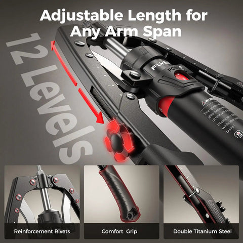 Flybird Twister Arm Trainer With Ab Roller Wheel close-up showing adjustable length feature and comfort grip design.