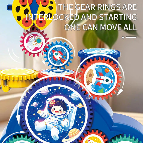Space Gear STEM Toy Set For Ages 3 And Up With Electric Drive System, 30 Piece Educational Construction Toys, colorful gears