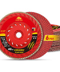 Ceramic Flap Discs 4-1/2 Inch For Angle Grinder 5/8-11 Thread 40 Grit Type 29 Heavy Duty Flap Sanding Disc For Stainless Steel And Metal