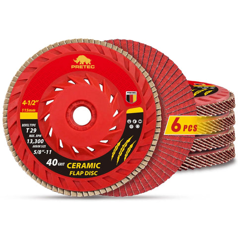 Ceramic Flap Discs 4-1/2 Inch For Angle Grinder 5/8-11 Thread 40 Grit Type 29 Heavy Duty Flap Sanding Disc For Stainless Steel And Metal
