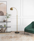 Arc Floor Lamp In Brass And Blackened Bronze For Living Room Bedroom Office And Dining Areas With Adjustable Head Two Tone Modern Pharmacy Style Eye Catching Minimalist Lighting Upgrade