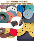 8 Pack Sandpaper Storage Organizer Boxes For 5 Inch Sanding Discs, various colored discs and organizer boxes displayed