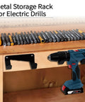 Beefed Up Heavy Duty Drill Holder Wall Mount Universal Cordless Drill Dock 2 Pack Tool Organizer with electric drill and rack