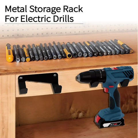 Beefed Up Heavy Duty Drill Holder Wall Mount Universal Cordless Drill Dock 2 Pack Tool Organizer with electric drill and rack