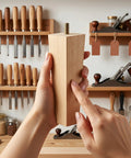 Heavy Duty Wood Square Furniture Legs Set With Screws 6.7 Inch Replacement Feet being inspected in a workshop