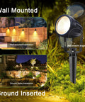 Low Voltage Landscape Lighting Kit 6 Pack 12V LED Outdoor Spotlights with Plug In Transformer for Yard Garden Pathway Lawn Decor Waterproof suitable for wall mount or ground insert installation.