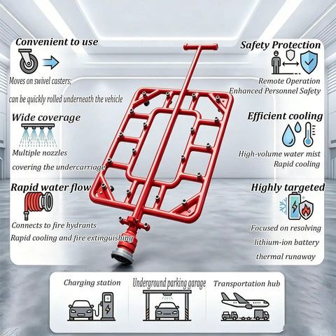 Heavy Duty Metal Water Fire Extinguisher For Electric And New Energy Vehicles Licks Lithium Battery Flames Quick Rock Solid Under Chassis Mount Stops Reignition Dead In Its Tracks