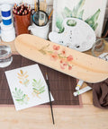 Blank Unfinished 7 Ply Wooden Skateboard Deck With Double Tail For Art Painting And Do It Yourself DIY Custom Builds Replacement Deck For Home Decor And Creative Projects with flower design.