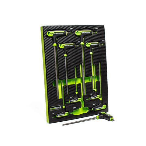 Nine Piece SAE Hex T Handle Driver Set With Bi Directional Torque And RPT Technology in EVA foam tray, featuring S2 steel.