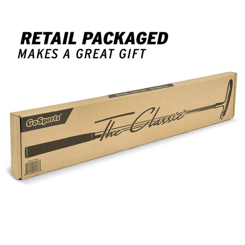 Retail packaged box of Classic Golf Putter With Two Way Or Blade Options, 35 Inch Length, Premium Grip For A Smooth True Roll