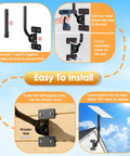 Illustration of Heavy Duty Antenna Mount Pole For Outdoor Use With 180 Degree Pivot Base installation on wooden wall.