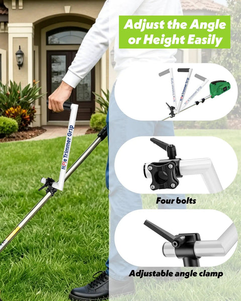 Ergonomic Trimmer Handle Extension Back Saver With Adjustable Angle And Height 17 Inch Grip for Lawn Care and Landscaping