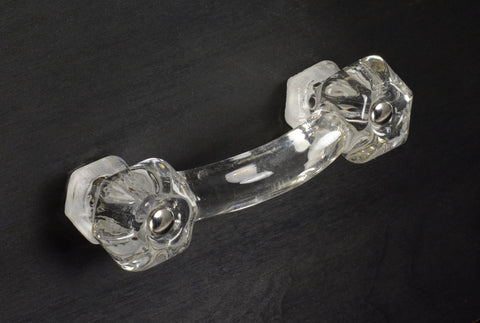 Elegance Glass Collection Clear Glass Drawer Pull For Cabinets And Furniture, Durable Clear Glass Knob Handle, Modern Decorative Hardware