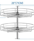 28 Inch Chrome Corner Cabinet Lazy Susan Full Circle Rotating Rack For Corner Base Kitchen Easy Reach Replacement Shelves