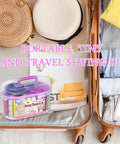 Purple 40 Spools Sewing Thread Gift Box Kit For Portable Basic Repairs Handy Hand Sewing Set in a packed suitcase