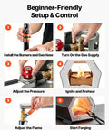 Portable Two Burner Propane Forge For Blacksmithing And Knife Making, Reaches 2600 F, Big Capacity Mini Forge Kit setup steps