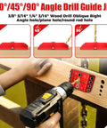 Heavy Duty Angle Drill Guide Jig With Integrated Bubble Level And Four Titanium Bits For Dead Accurate 30 45 And 90 Degree Precision on wood
