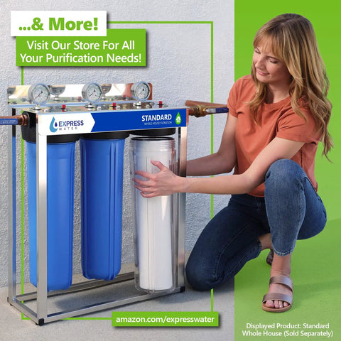 Woman installing FLTMEME50 Reverse Osmosis Membrane Replacement for 50 GPD Water Filtration Under Sink RO System No Sweat Install