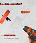 6 Inch Hole Saw for Recessed Can Lights with Dust Bowl, Bi Metal Cutter, and Dust Catcher assembly view with drill