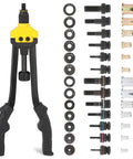 16 Inch Rivet Nut Tool Kit With Auto Release Nutsert 13 Mandrels And 130 Threaded Rivet Nuts Durable Hand Riveter Set